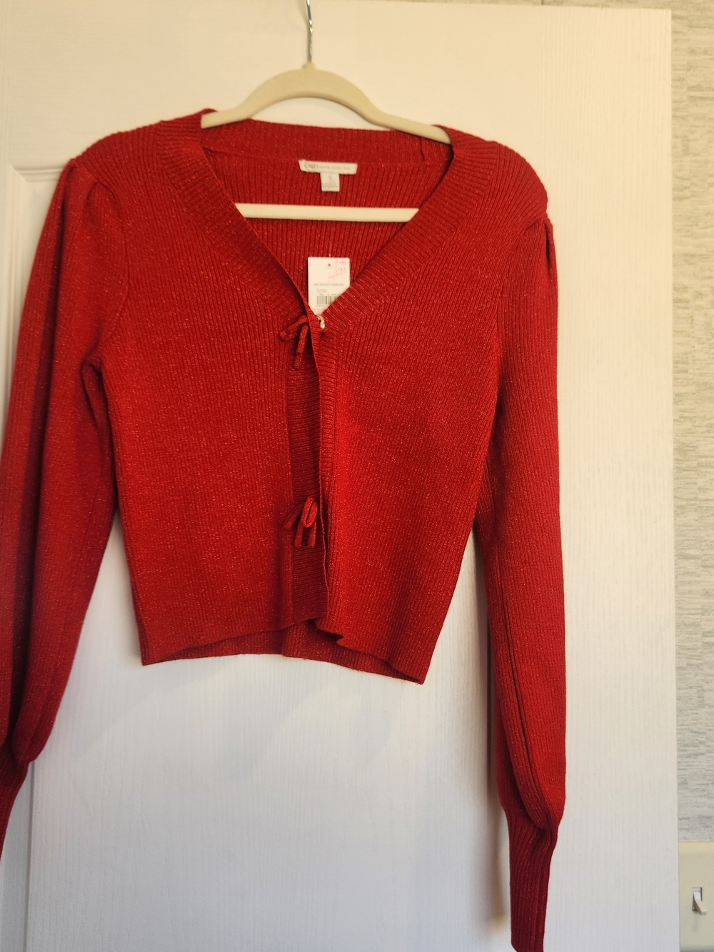 Cato Red Tie-Front Knit Cardigan S BNWT